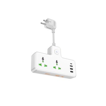 Купити Мережевий подовжувач Hoco AC11A 2 x EU / Type-C / 3 x USB-A White