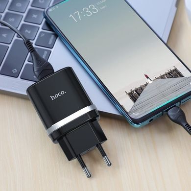 Купити Мережевий зарядний пристрій HOCO C12Q Smart QC3.0 charger set(Type-C) 18W Black