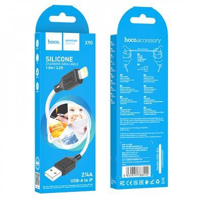 Купити Кабель HOCO X90 Cool silicone charging data cable for iP White