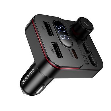 Купити АЗП з FM-модулятором BOROFONE BC61 Ocean 45W(1A1C) car BT FM transmitter Black