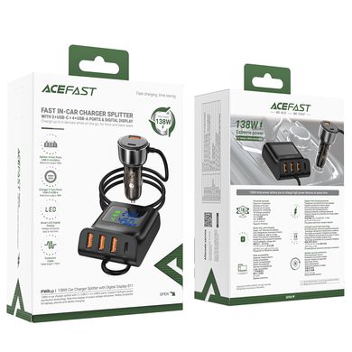 Купити Автомобільний зарядний пристрій ACEFAST B11 4 х USB + 2 х Type-C Black