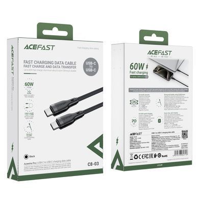 Купити Кабель ACEFAST C8-03 USB-C to USB-C зарядный дата-кабель Black