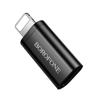 Купити Адаптер BOROFONE BV26A iP male to Type-C female USB2.0 adapter Black