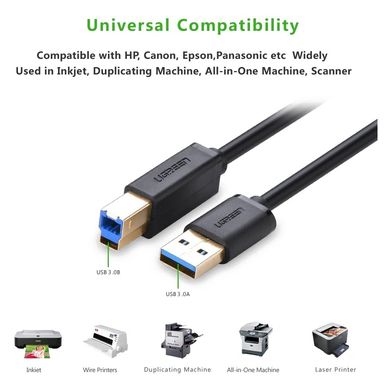 Купити Кабель UGREEN US210 USB3.0 A Male USB Type-В 1m Black