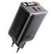 Мережевий зарядний пристрій ACEFAST A111 PD67W GaN charger(2*USB-C+USB-A) with retractable cable Black