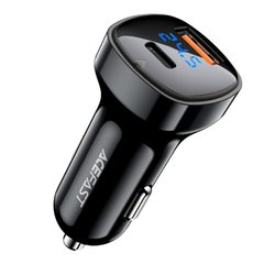 Купити Автомобільний зарядний пристрій ACEFAST B4 digital display 66W(USB-C+USB-A) dual port car charger Black