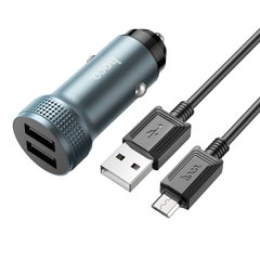 Купити Автомобільний зарядний пристрій Hoco Z49 Level 2 × USB Metal Gray