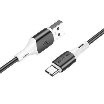 Купити Кабель BOROFONE BX79 USB to Type-C 3A, 1m, силикон, силиконовые разъемы, Черный