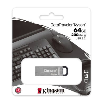 Купити Флеш-накопитель Kingston DT Kyson USB3.2 Gen.1 64GB Silver-Black