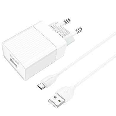 Купити Сетевой зарядное устройство BOROFONE BA47A Mighty speed single port QC3.0 3A + Micro-USB cable 18W White