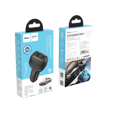 Купити Автомобільний зарядний пристрій Hoco Z36 charger set(Type-C) 2 × USB Black