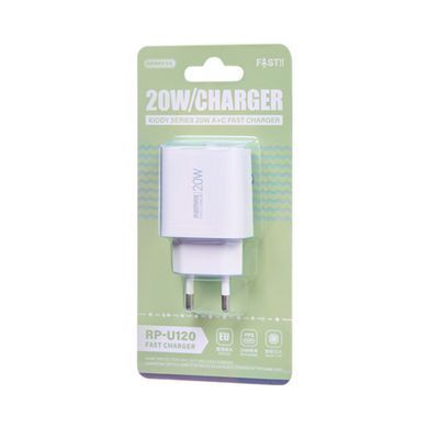 Купити Мережевий зарядний пристрій "REMAX Kiddy Series 20W A+C Fast Charger RP-U120" EU-White