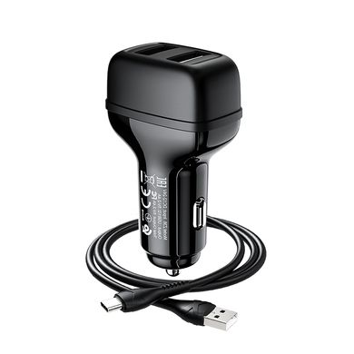 Купити Автомобильное зарядное устройство Hoco Z36 charger set(Type-C) 2 × USB Black