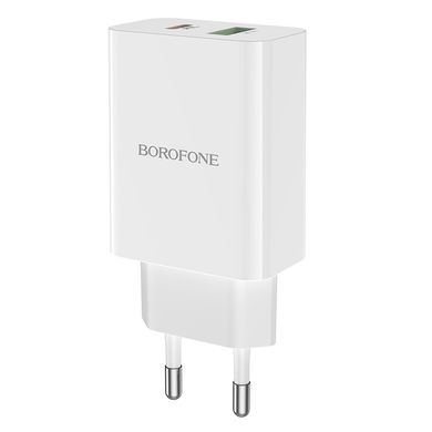 Купити Сетевое зарядное устройство Borofone BA56A Lavida dual port PD20W+QC3.0 charger White