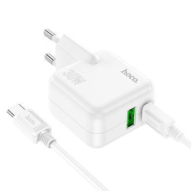 Купити Сетевое зарядное устройство Hoco C111A charger set(C to С) White