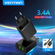 Мережевий зарядний пристрій Vention Two-Port USB(A+A) (18W/18W) Black