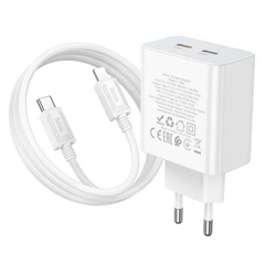 Купити Мережевий зарядний пристрій Hoco C108A charger set (C to iP) White