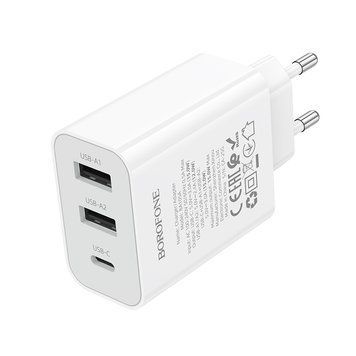 Купити Мережевий зарядний пристрій BOROFONE BA105A Stellar three-port charger White