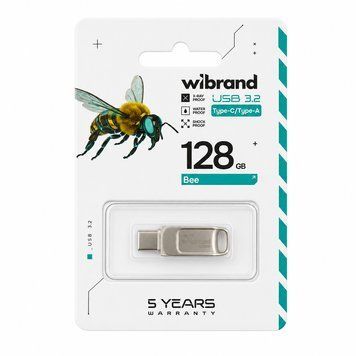 Купити Флеш-накопичувач Wibrand USB 3.2 Gen1 Bee 128GB USB Type-A/USB Type-C Silver