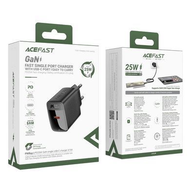 Купити Мережевий зарядний пристрій ACEFAST A104 PD25W GaN single USB-C charger Black