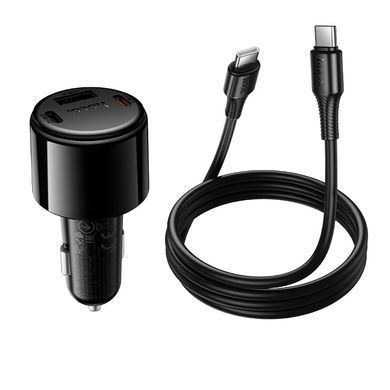 Купити Автомобільний зарядний пристрій HOCO Z69B Vivido PD57W(2C1A) car charger with digital display set(C to C) Black