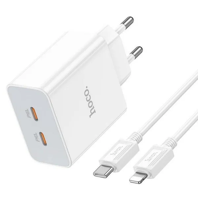 Купити Сетевое зарядное устройство Hoco C108A charger set (C to iP) White