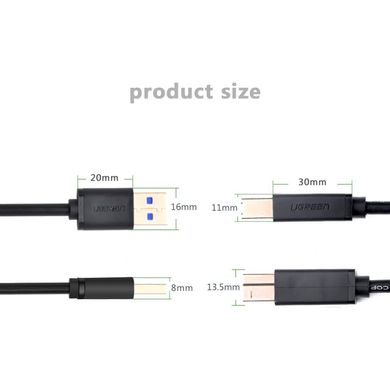 Купити Кабель UGREEN US210 USB3.0 A Male USB Type-В 2m Black