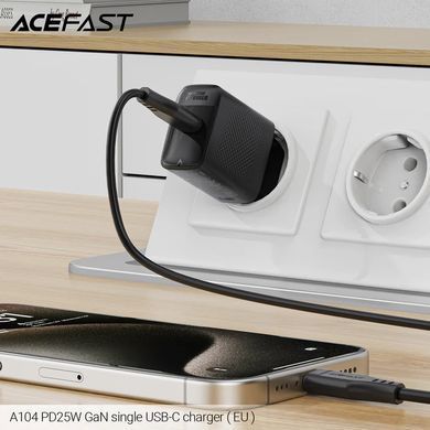 Купити Мережевий зарядний пристрій ACEFAST A104 PD25W GaN single USB-C charger Black