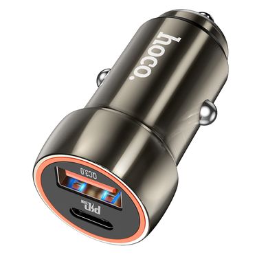 Купити Автомобильное зарядное устройство Hoco Z46A USB-A/Type-C Metal Gray