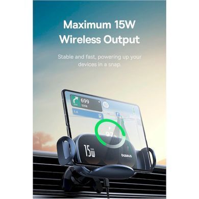 Купити Автотримач для телефона з БЗП Baseus LightChaser Series Triple-Coil Wireless Charging Electric Car Mount Cluster Black