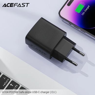 Купити Мережевий зарядний пристрій ACEFAST A104 PD25W GaN single USB-C charger Black