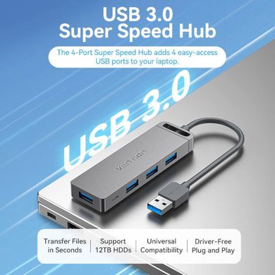 Купити USB-хаб Vention CHLBB 4-Port USB 3.0 USB3.0 15 cм Black