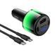 Автомобільний зарядний пристрій HOCO Z69B Vivido PD57W(2C1A) car charger with digital display set(C to C) Black