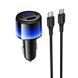 Автомобільний зарядний пристрій HOCO Z69B Vivido PD57W(2C1A) car charger with digital display set(C to C) Black