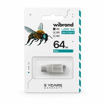 Купити Флеш-накопичувач Wibrand USB 3.2 Gen1 Bee 64GB USB Type-A/USB Type-C Silver