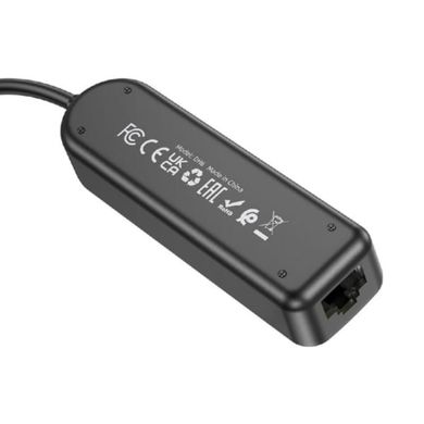 Купити Адаптер Borofone DH6 Erudite 4-in-1 USB to 3xUSB2.0+RJ45 20 см Black