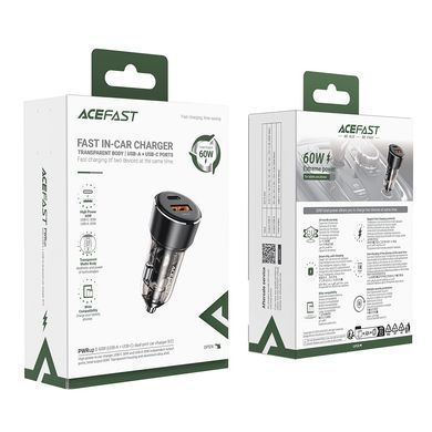 Купити Автомобільний зарядний пристрій ACEFAST B12 60W (USB-A+USB-C) dual-port car charger Black
