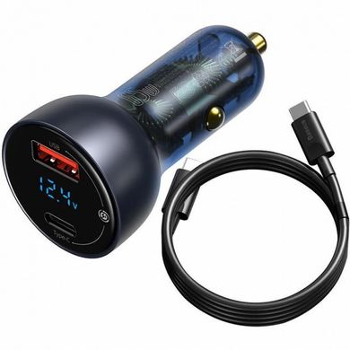Купити Автомобільний зарядний пристрій Baseus Particular Digital Display QC+PPS Car Charger 65W Cable(Type-C toType-C100W 1m) USB-A/Type-C Dark Grey