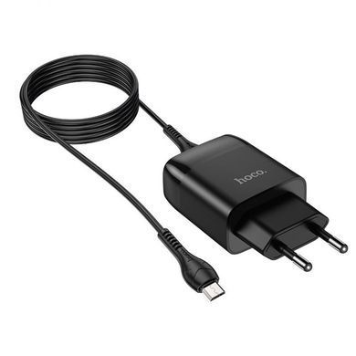 Купити Сет сетевой зарядный устройство HOCO C72Q Glorious одно порт QC3.0 зарядное устройство (Micro) 18W Black