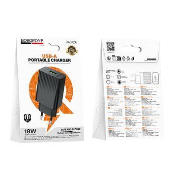 Купити Мережевий зарядний пристрій BOROFONE BAS72A Source single port QC3.0 charger Black