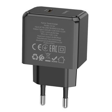 Купити Мережевий зарядний пристрій HOCO CS13A Ocean single port PD20W charger Black