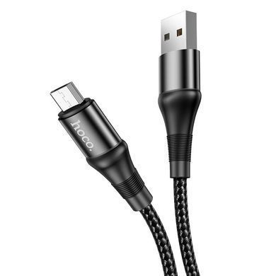 Купити Кабель HOCO X50 USB to Micro 2.4A, 1m, nylon, aluminum connectors, Black