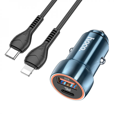 Купити Автомобільний зарядний пристрій Hoco Z46A set(C to iP) USB-A/Type-C Sapphire Blue