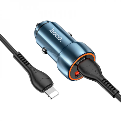 Купити Автомобільний зарядний пристрій Hoco Z46A set(C to iP) USB-A/Type-C Sapphire Blue
