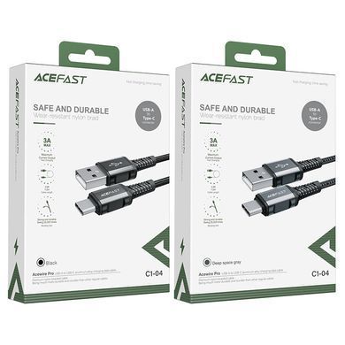Купити Кабель ACEFAST C1-04 USB to Type-C 3A, 1.2m, nylon aluminum connectors, Black
