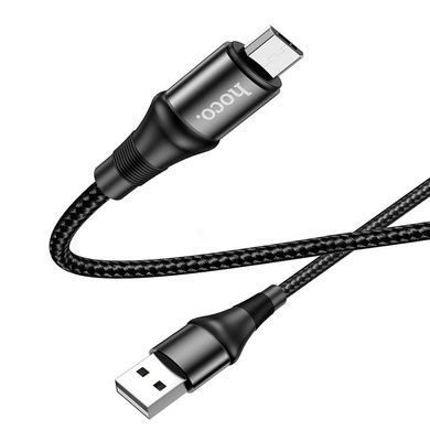 Купити Кабель HOCO X50 USB to Micro 2.4A, 1m, nylon, aluminum connectors, Black