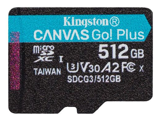 Купити Карта памяти Kingston microSDXC Canvas Go! Plus 512GB Class 10 UHS-I V30 A2 W-90MB/s R-170MB/s