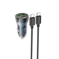 Купити Автомобільний зарядний пристрій Hoco Z47A set(C to C) USB-A/Type-C Transparent black