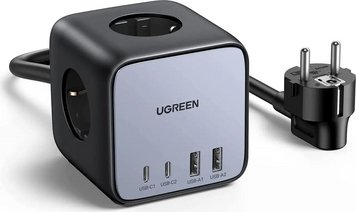 Купити Зарядний пристрій UGREEN CD268 3 x EU / 2 x Type-C / 2 x USB-A Black/Gray