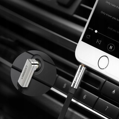 Купити Аудіокабель UGREEN AV119 3.5mm Male to 3.5mm Male Straight to angle flat Cable 1m (Black)(UGR-10597)